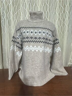Buffalo David Bitton Beige Fair Isle Turtleneck Sweater